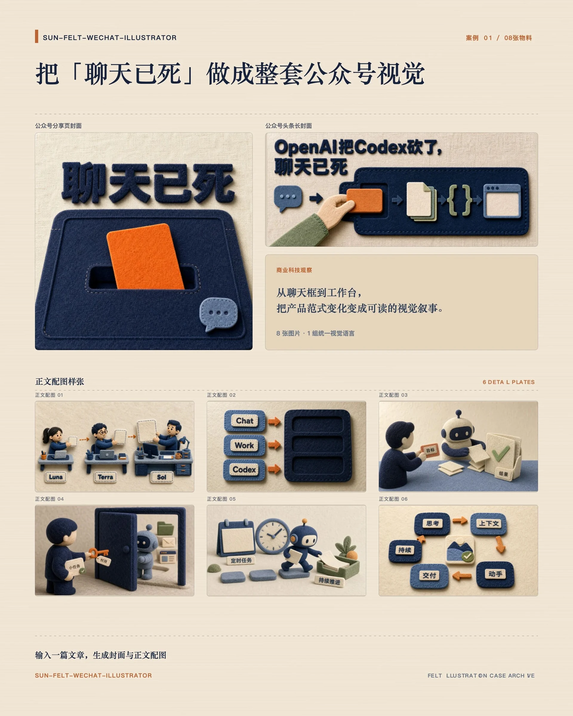 使用毛毡风生成的「聊天已死」文章视觉案例